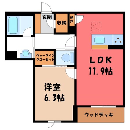 宇都宮駅 徒歩20分 1階の物件間取画像